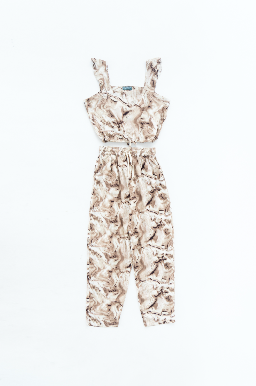 Gold Dust - Crop Top Rayon Pyjama Set