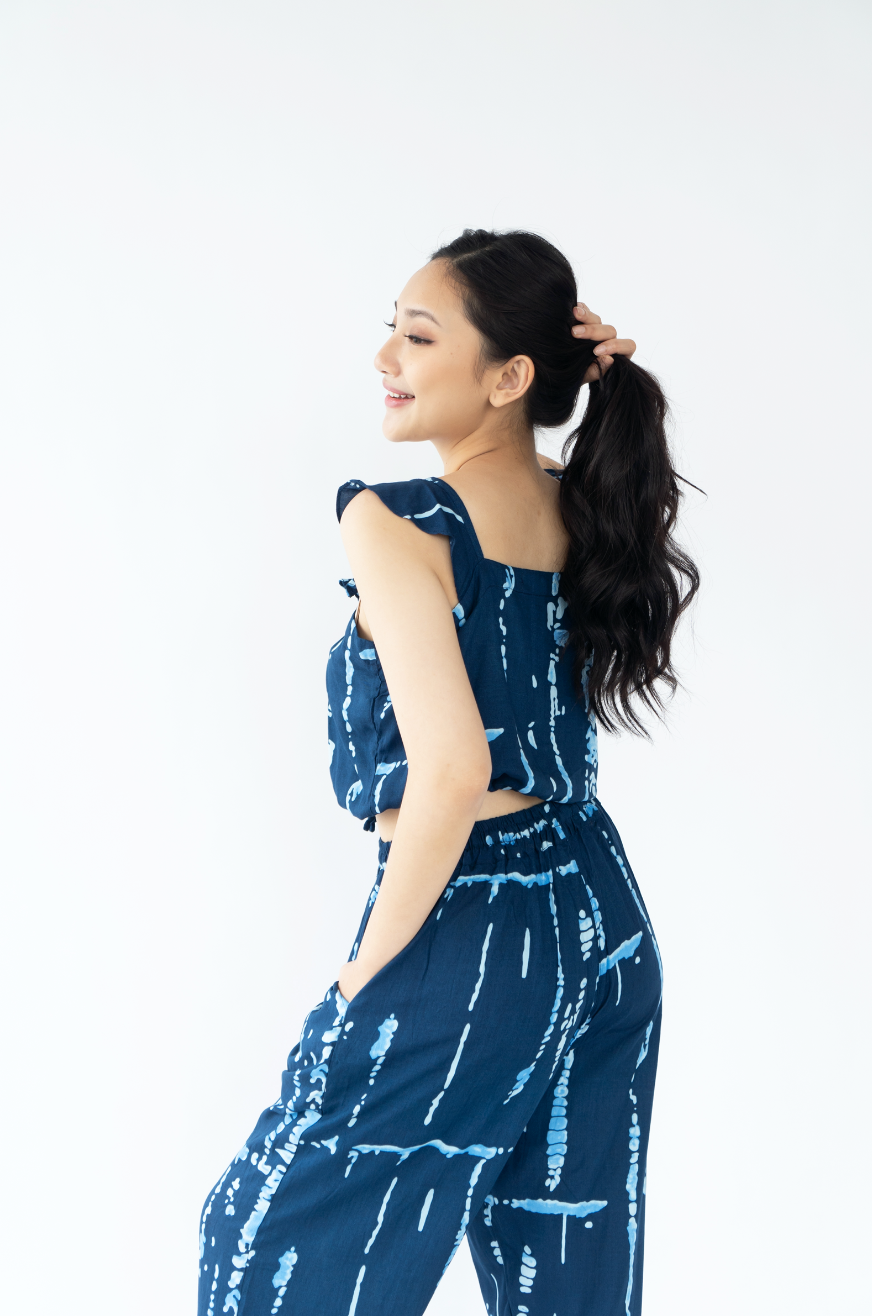 Forbidden Blue - Crop Top Rayon Pyjama Set