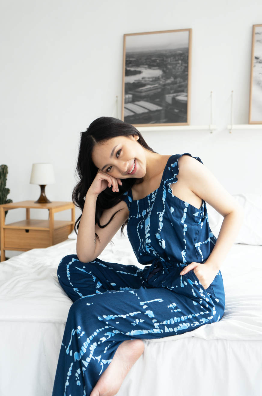 Forbidden Blue - Crop Top Rayon Pyjama Set