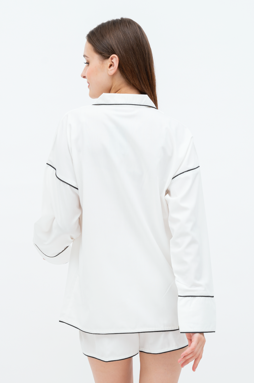 Catalina Long sleeve - short set (White/Green/Yellow)