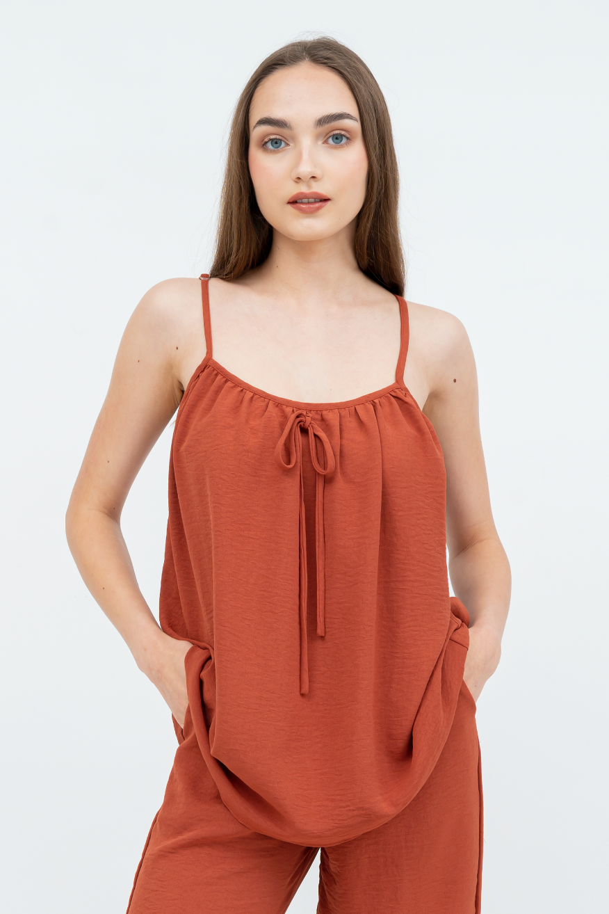 Evy Cami Pyjama set (Brick red / Blue / Green)