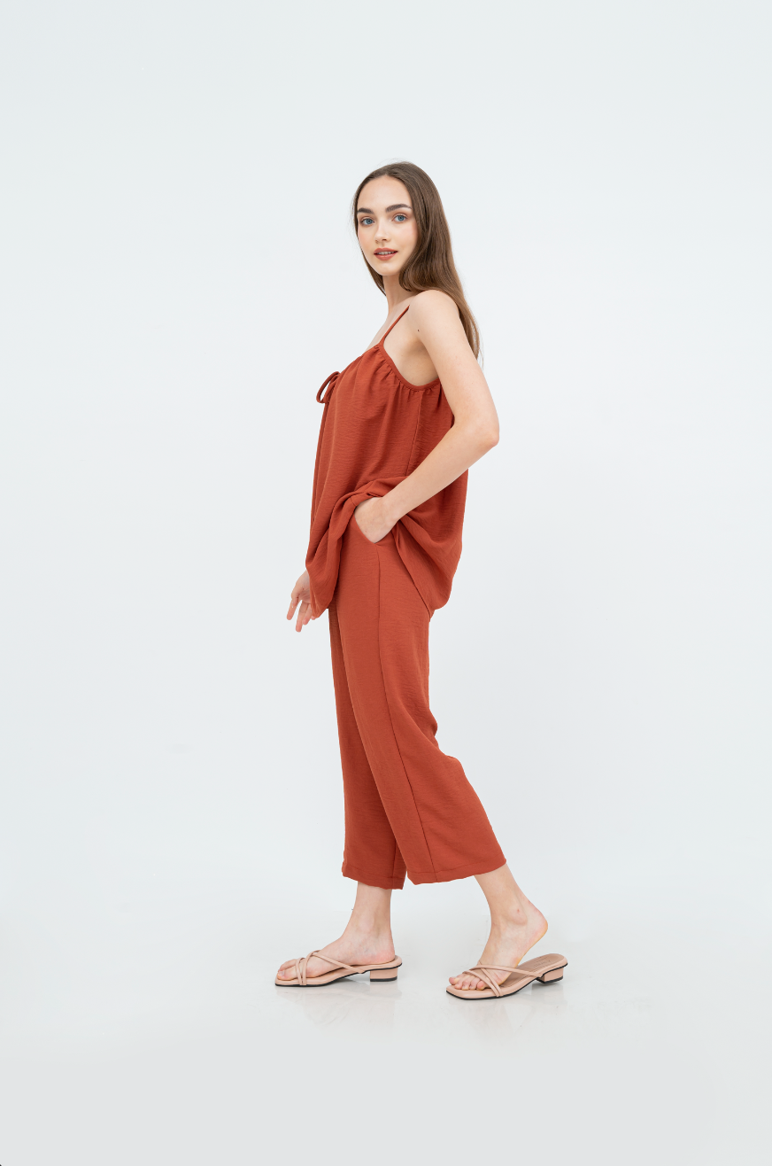 Evy Cami Pyjama set (Brick red / Blue / Green)