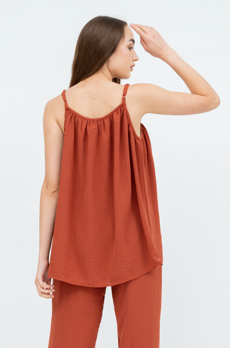 Evy Cami Pyjama set (Brick red / Blue / Green)