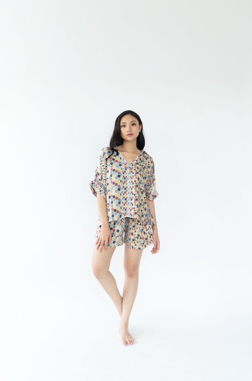 Androgyny Short Sleeve Rayon Pyjama set