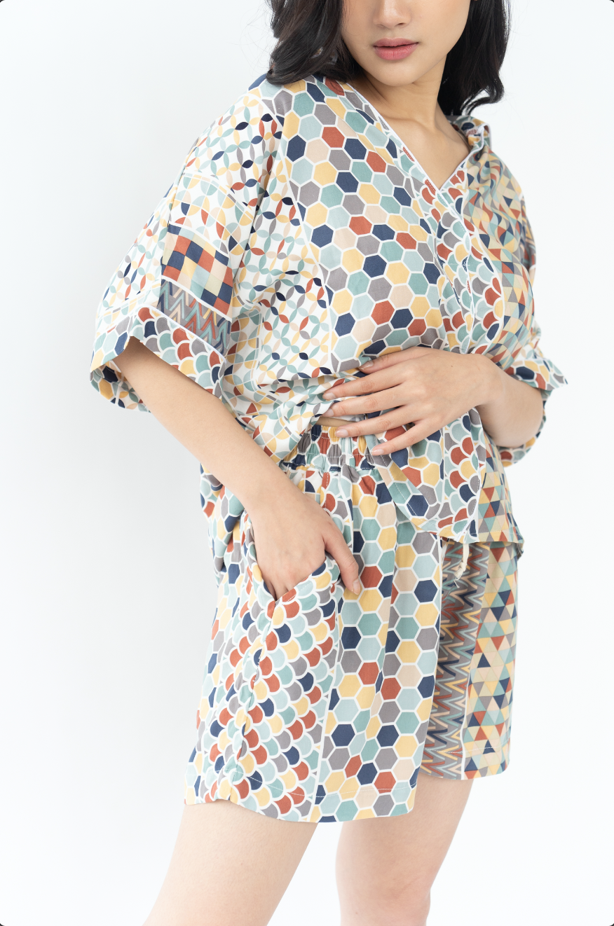 Androgyny Short Sleeve Rayon Pyjama set