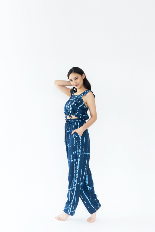 Forbidden Blue - Crop Top Rayon Pyjama Set