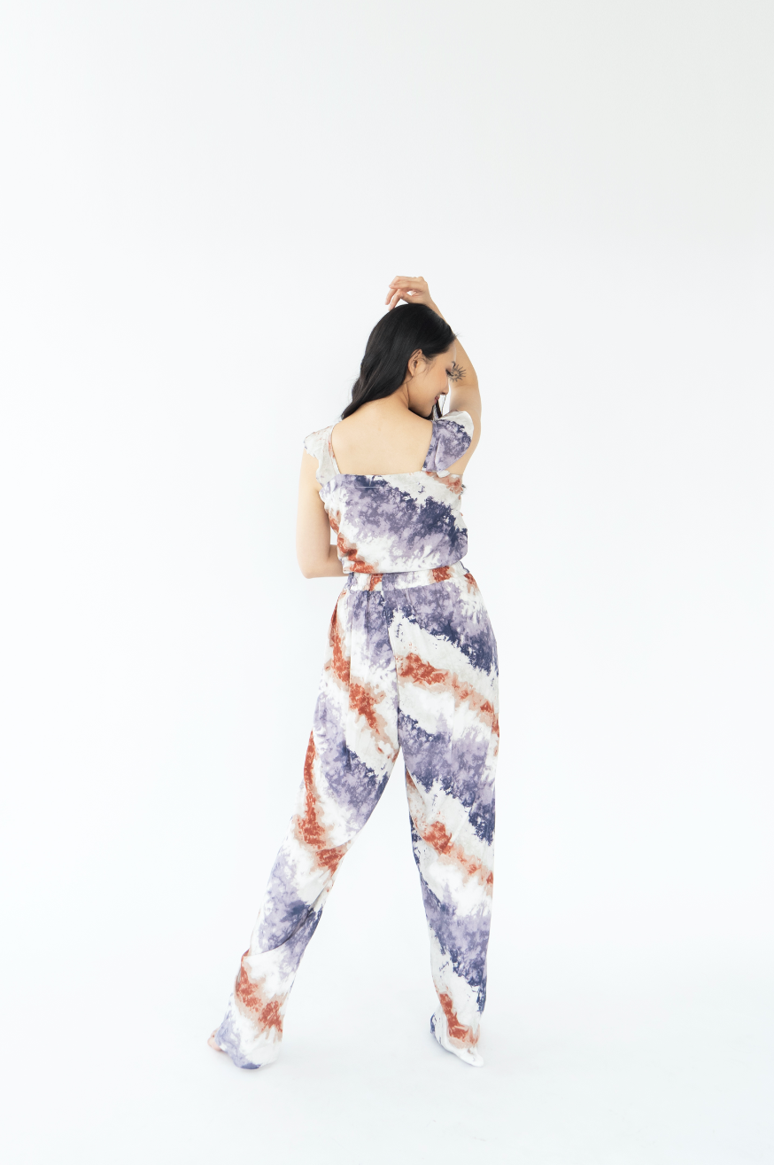 Purple Ocean - Crop Top Rayon Pyjama Set