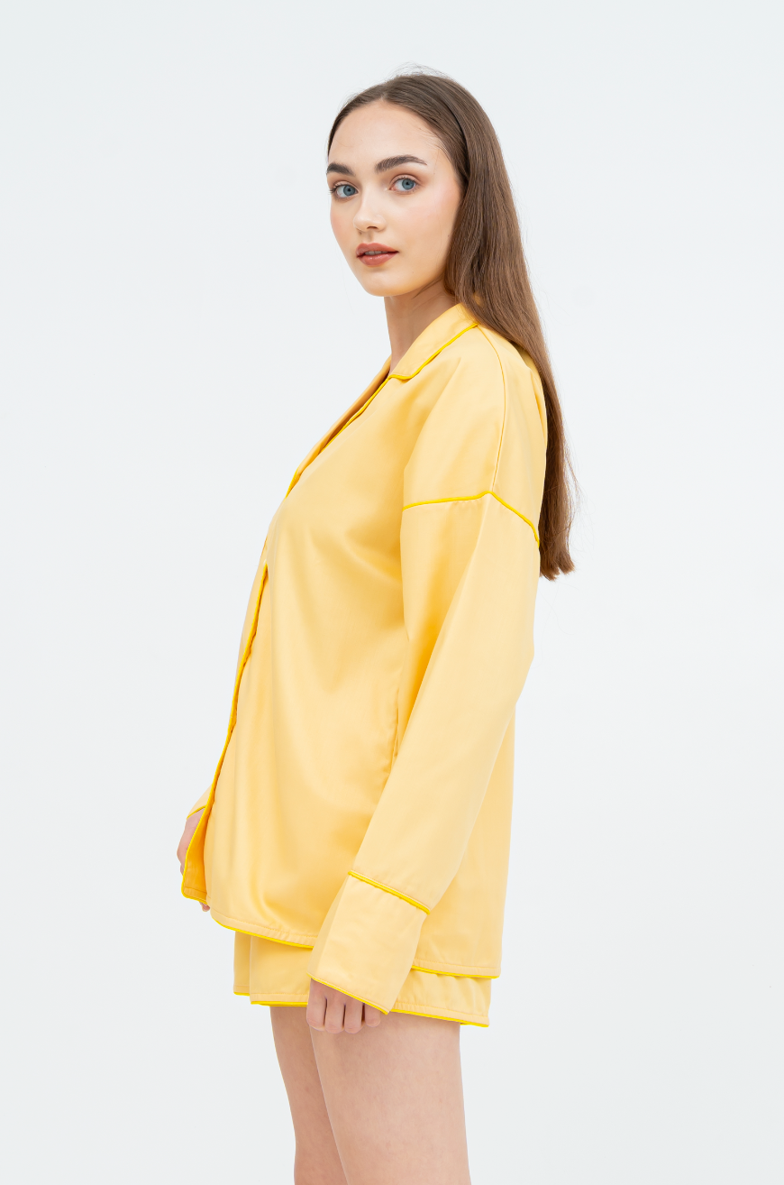Catalina Long sleeve - short set (White/Green/Yellow)