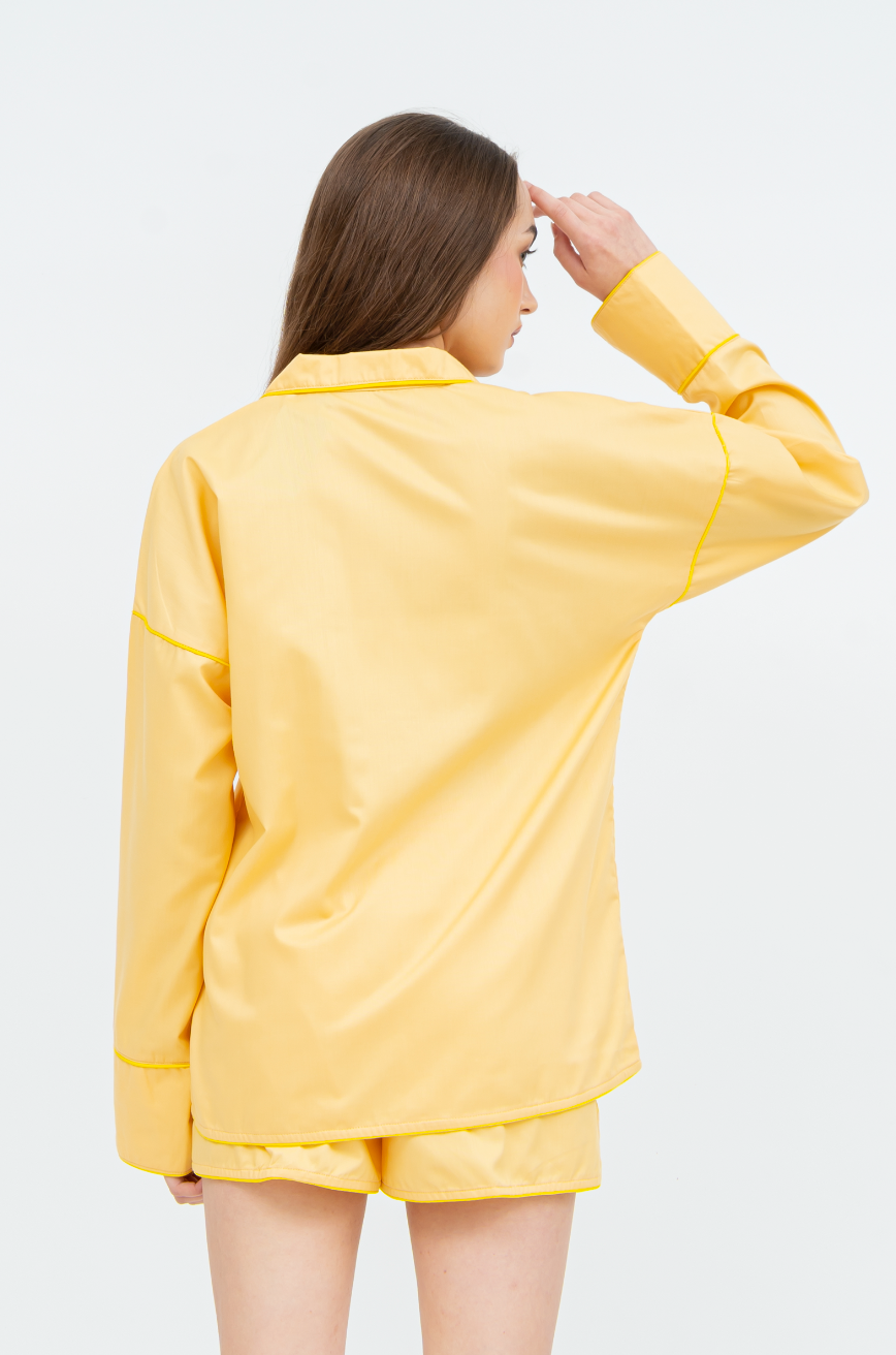 Catalina Long sleeve - short set (White/Green/Yellow)